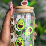 Smiley Avocado Glass Can