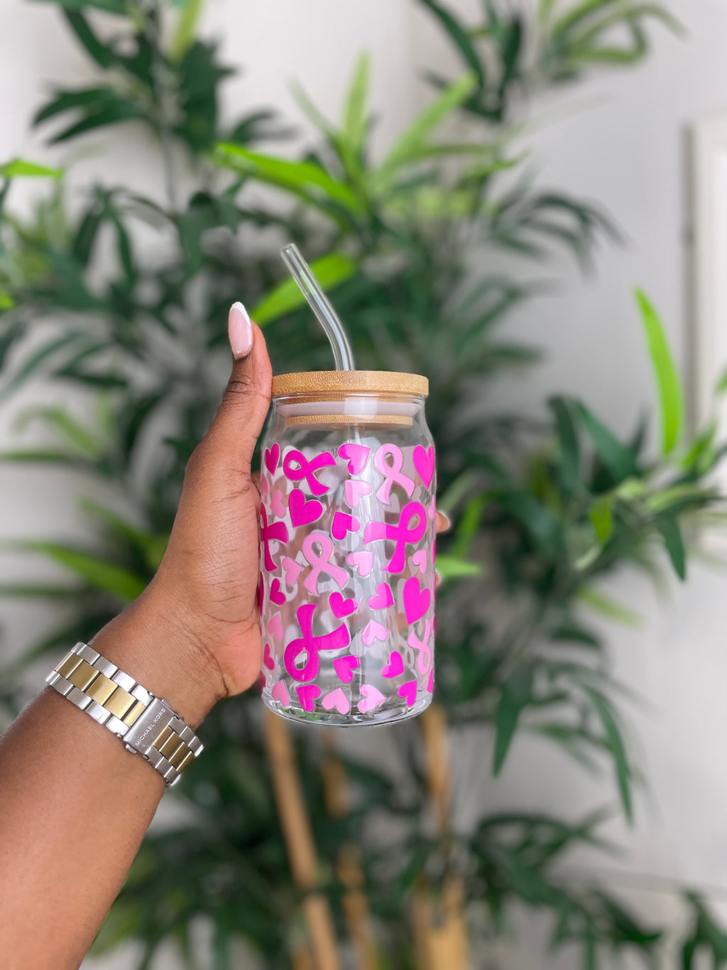 Breast Cancer Awareness Glass Cup