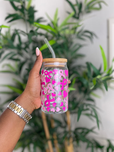 Breast Cancer Awareness Glass Cup