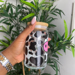 Cow Print Glass Cup