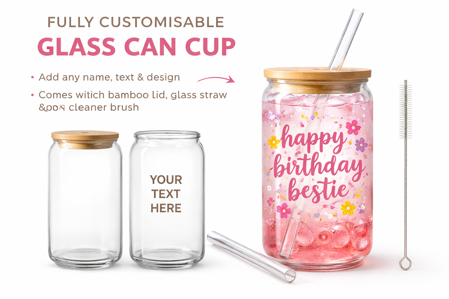 Personlaised Glass Can Cup