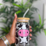 Cow Print Glass Cup
