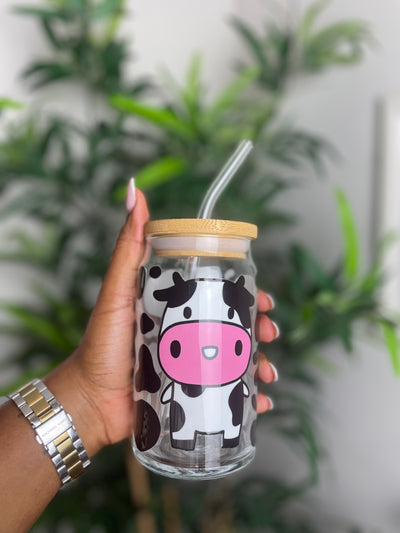 Cow Print Glass Cup