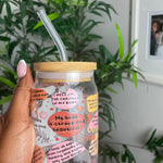 Pregnancy affirmation glass can
