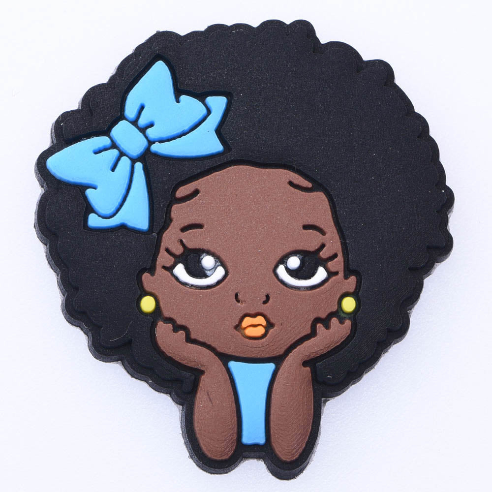 Little black girl with Afro croc charm