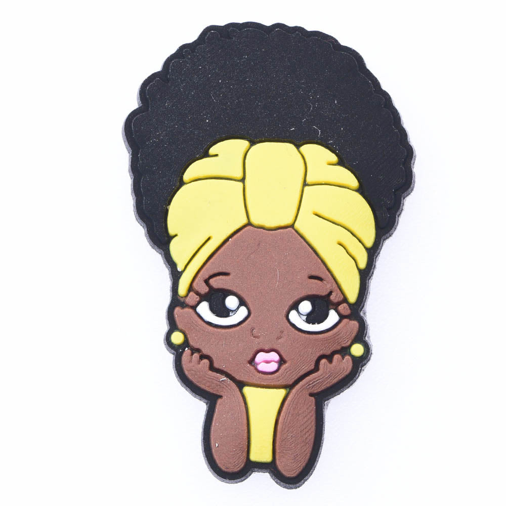 Little black girl with Afro and yellow headband