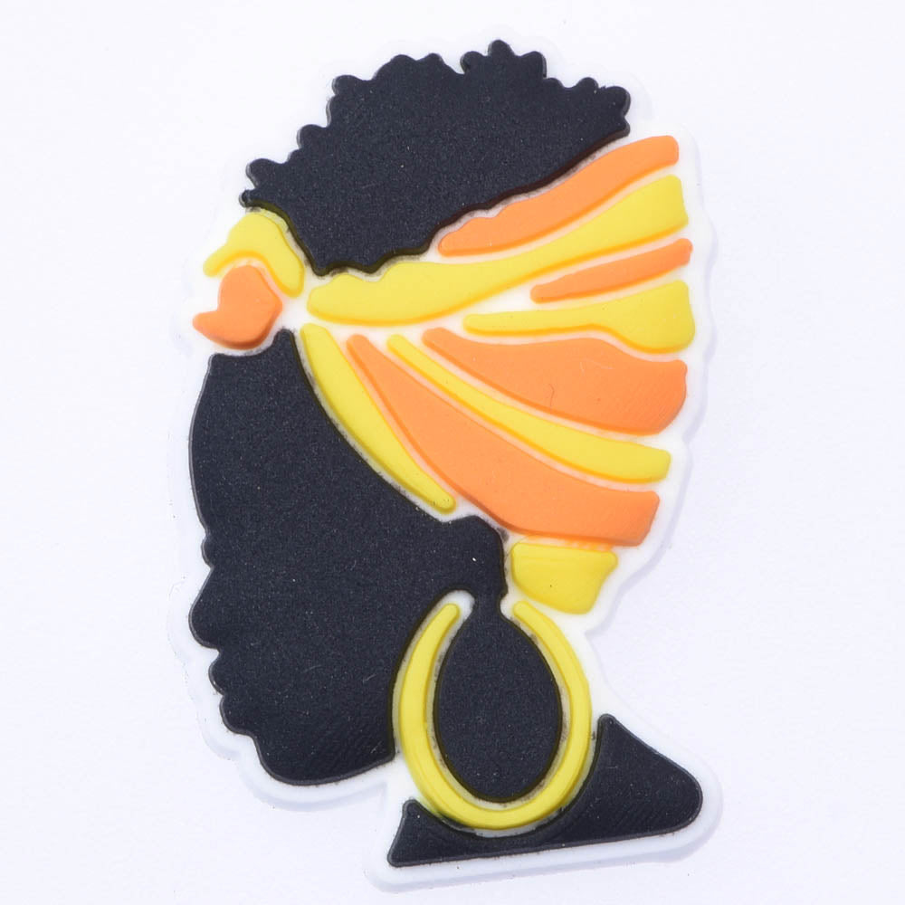 Black lady with yellow headwrap croc charm