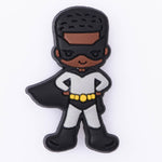 Black boy superhero croc charm