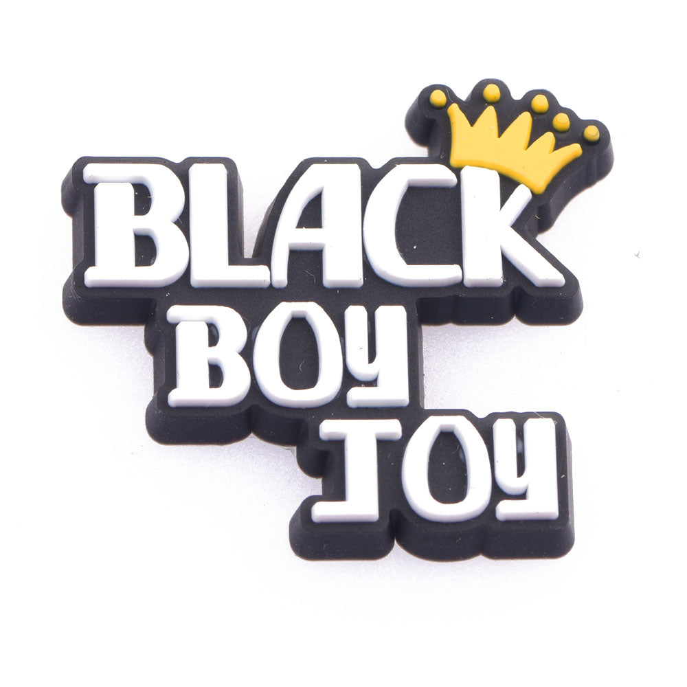 Black boy Joy crown croc charm
