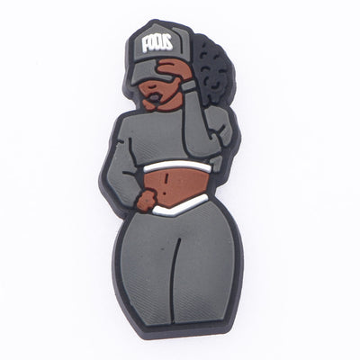 Curvy black lady gym croc charms