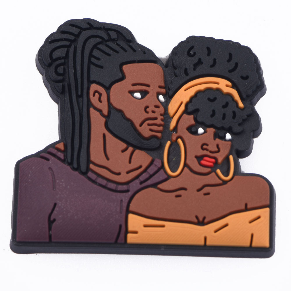 Black couple with locs croc charm