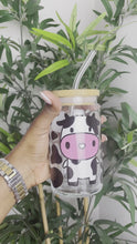 Load and play video in Gallery viewer, Cow Print Glass Cup
